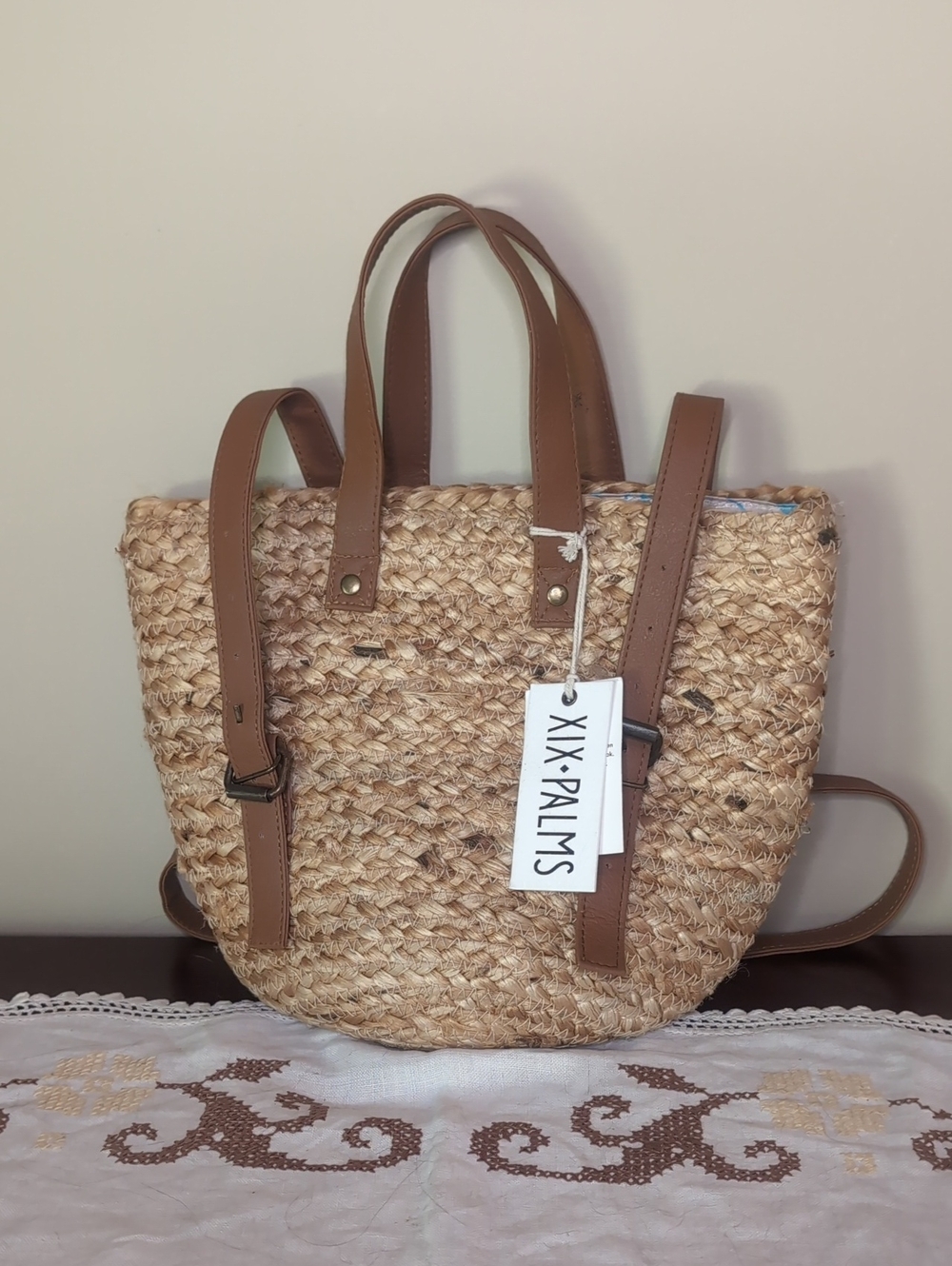The Shore Break Picnic Cooler Straw Tote Bag by XIX-PALMS - Picture 1 of 6